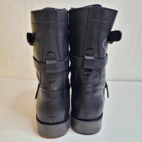 Diba Jet Way Moto Boots Womens 6 Black Leather Buckle Zip New - Picture 6 of 10